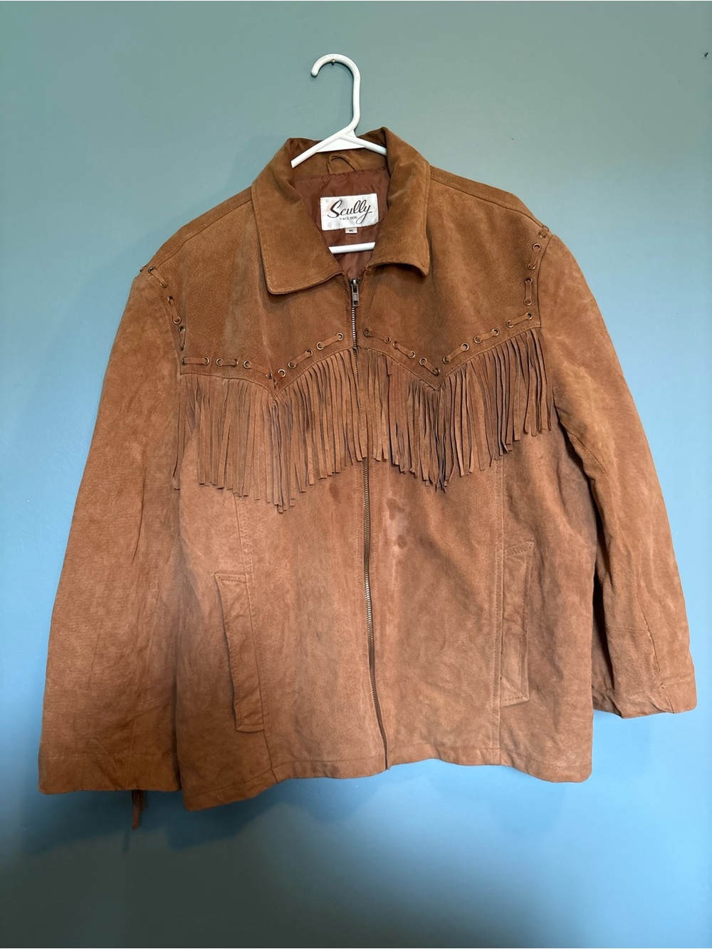 Vintage Scully Leather Suede fringe jacket zip up XL
